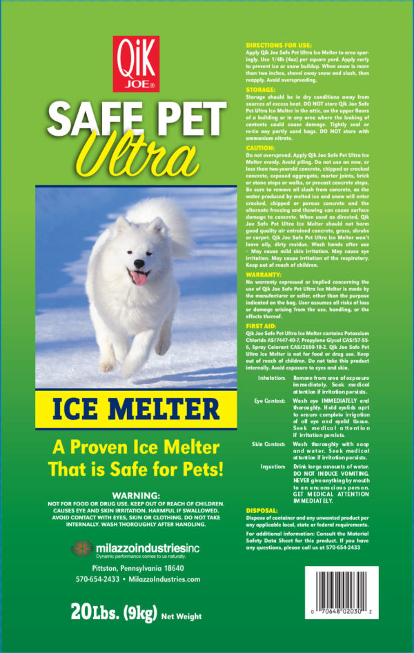 Back of Safe Pet Ultra Ice Melt Bag